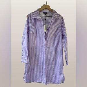 Womens Purple Striped Button-Up Shirt Dress Sz. XS